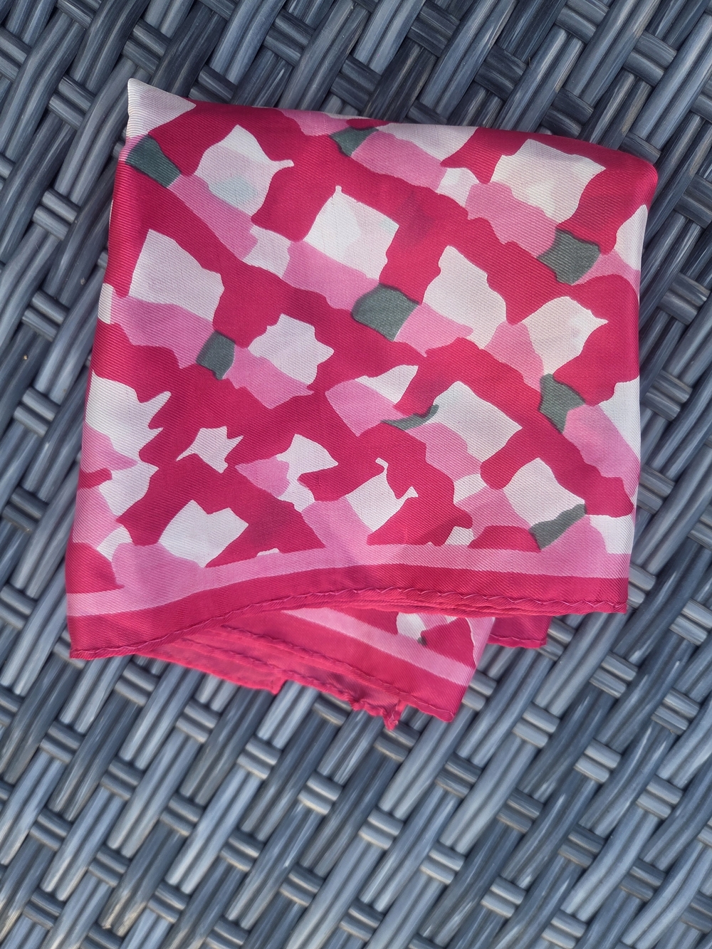 Pink Patterned Satin Scarf